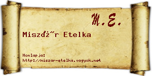 Miszár Etelka névjegykártya